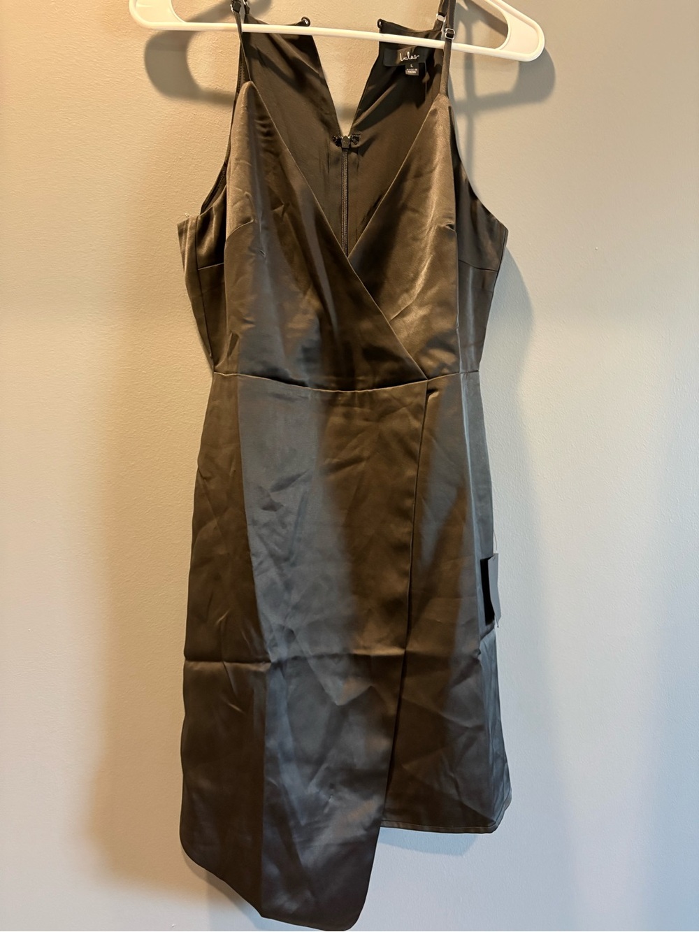 Lulu's Black One-Shoulder Satin Sheath Dress